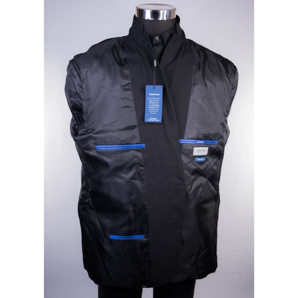 Kenneth Cole Reaction Men's Suit Jacket Sport Coat Solid Black Sz 50R Two Button - Picture 10 of 15